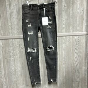 5/26 KanCan Dark Gray Distressed Skinny Jeans NWT